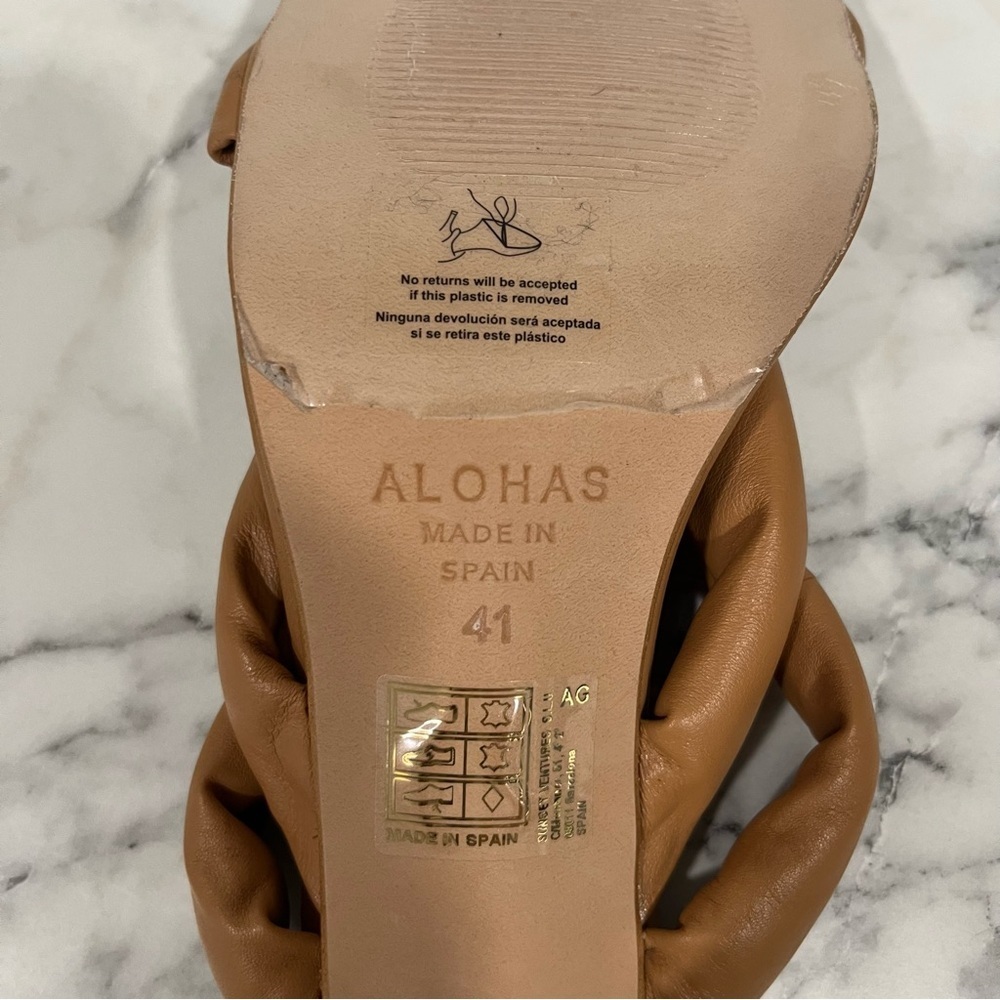 ALOHAS Amaretto mules twist strap leather heels sandals in camel brown size 10 - Picture 15 of 16